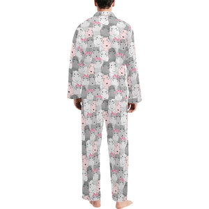 Hippopotamus Pattern Print Design 03 Men's Long Pajama Set