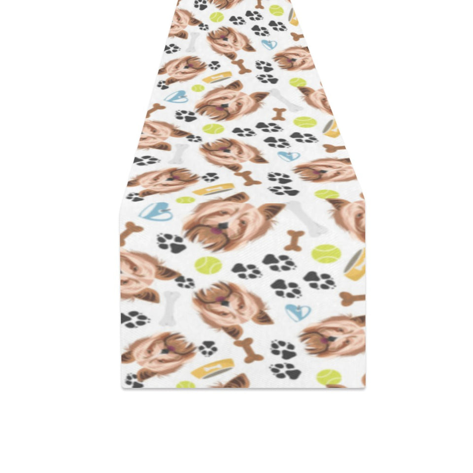 Yorkshire Terrier Pattern Print Design 05 Table Runner