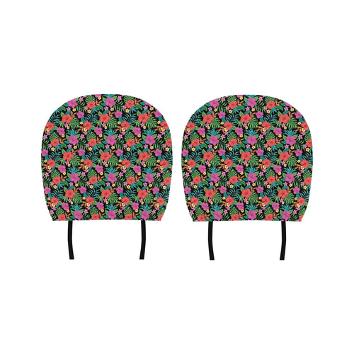 Hibiscus Pattern Print Design 01 Car Headrest Cover