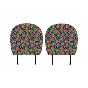 Hibiscus Pattern Print Design 01 Car Headrest Cover