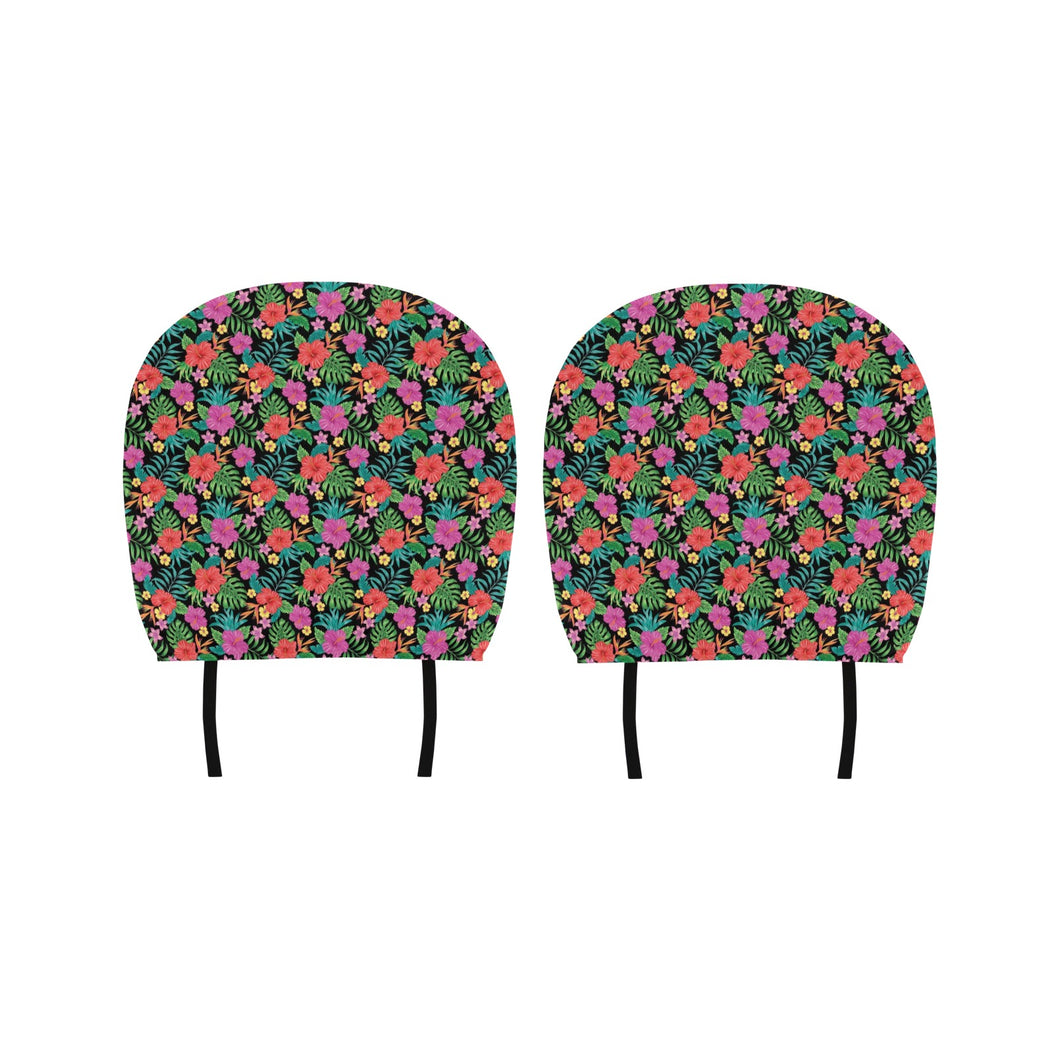 Hibiscus Pattern Print Design 01 Car Headrest Cover