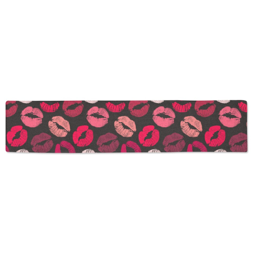 Lips Pattern Print Design 02 Table Runner