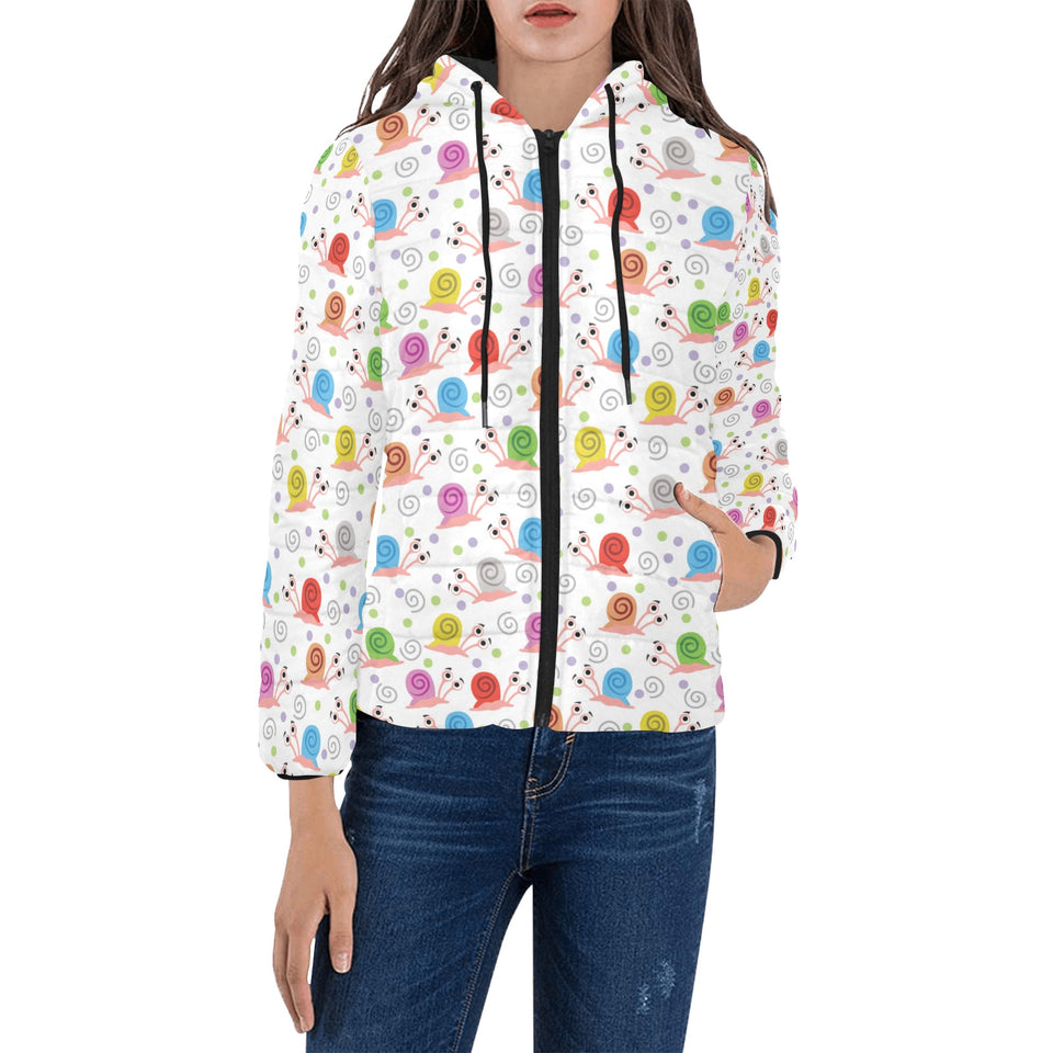 Snail Pattern Print Design 05 Women's Padded Hooded Jacket