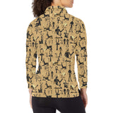 Egypt Hieroglyphics Pattern Print Design 02 Women's Long Sleeve Polo Shirt