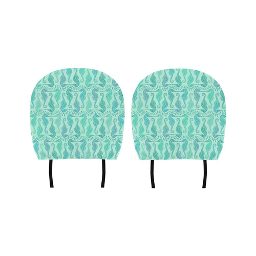 Seahorse Green Pattern Car Headrest Cover