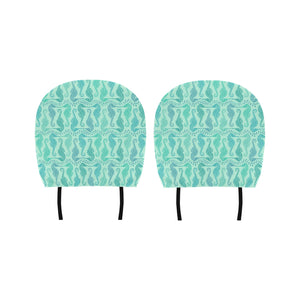 Seahorse Green Pattern Car Headrest Cover