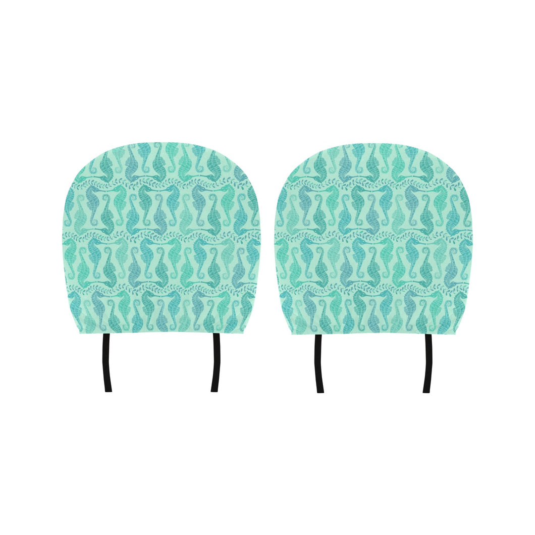 Seahorse Green Pattern Car Headrest Cover