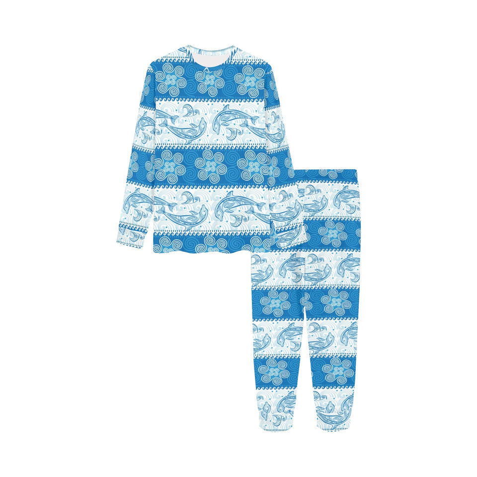 Dolphin Tribal Pattern Kids' Boys' Girls' All Over Print Pajama Set