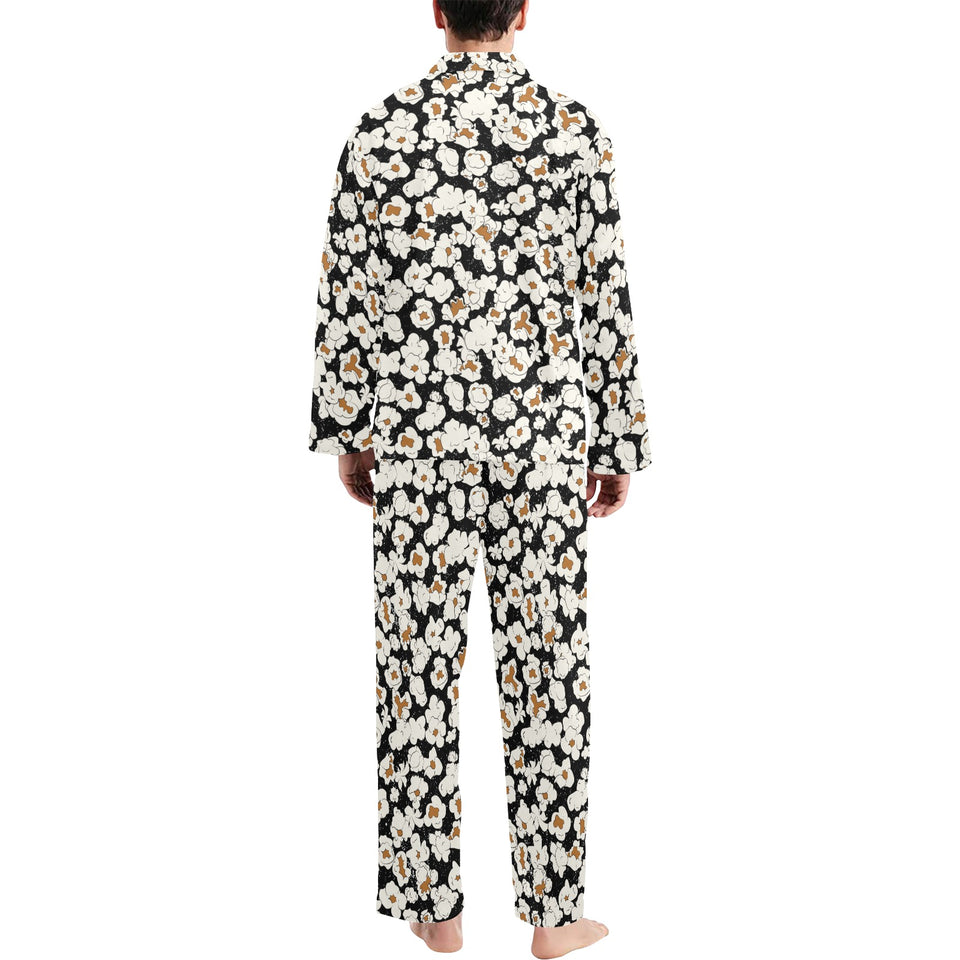 Popcorn Pattern Print Design 02 Men's Long Pajama Set