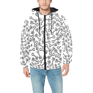 Engine Piston Pattern Print Design 01 Men's Padded Hooded Jacket(ModelH42)