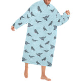 Pigeon Pattern Print Design 02 Blanket Robe with Sleeves