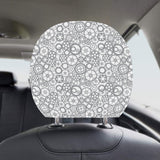 Gear Pattern Print Design 05 Car Headrest Cover