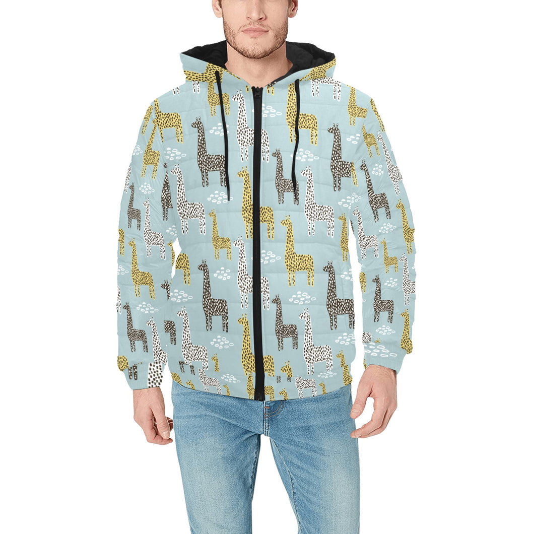 Giraffe Pattern Print Design 03 Men's Padded Hooded Jacket(ModelH42)