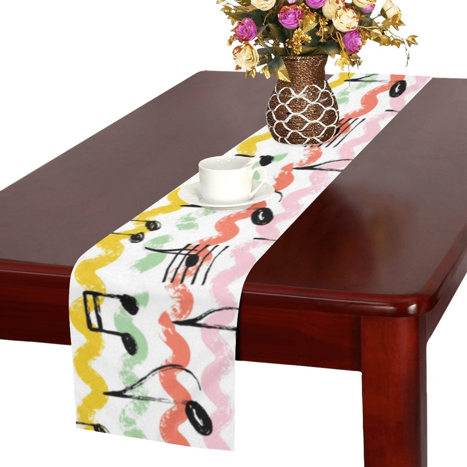 Music Notes Pattern Print Design 01 Table Runner