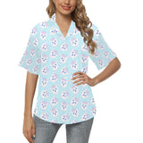 Yorkshire Terrier Pattern Print Design 01 Women's All Over Print Hawaiian Shirt