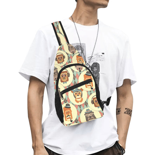 Monkey Pattern All Over Print Chest Bag