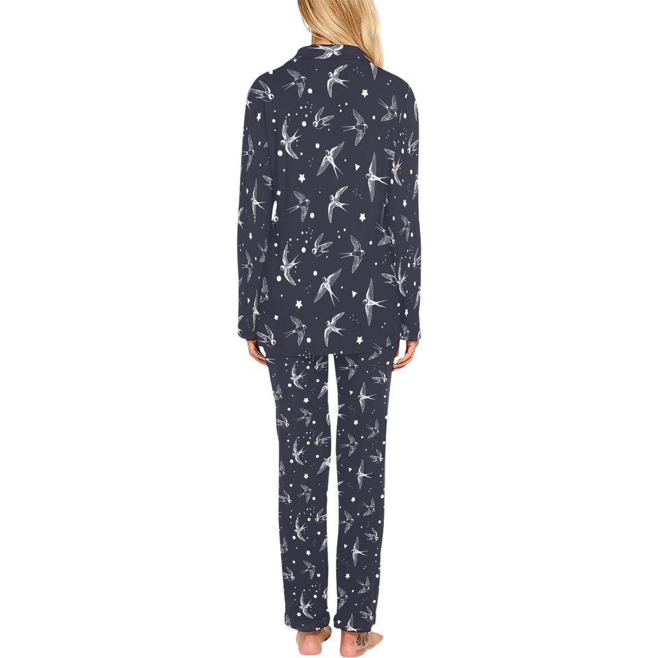 Swallow Pattern Print Design 02 Women's Long Pajama Set