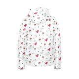 Jack Russel Pattern Print Design 03 Kids' Boys' Girls' Padded Hooded Jacket