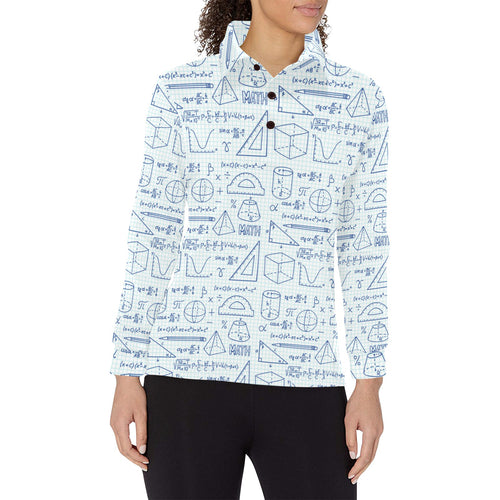 Math Pattern Print Design 03 Women's Long Sleeve Polo Shirt