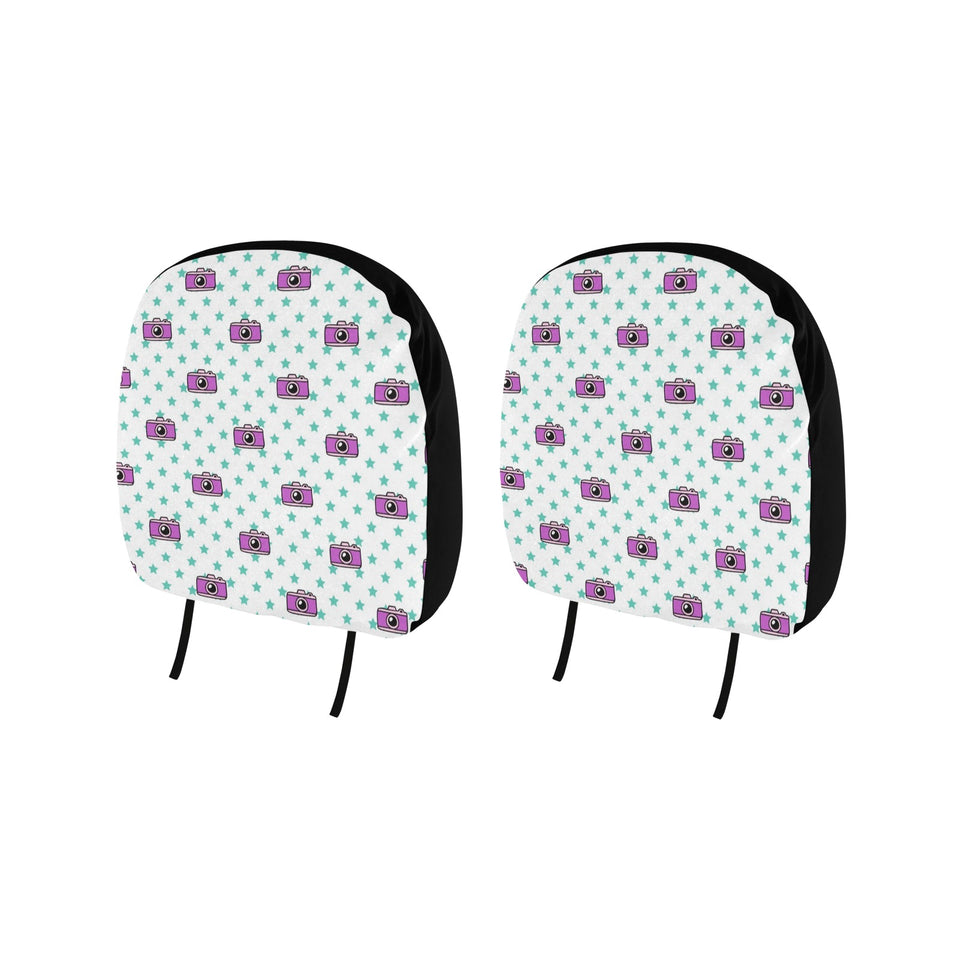 Camera Pattern Print Design 03 Car Headrest Cover