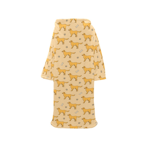 Golden Retriever Pattern Print Design 04 Blanket Robe with Sleeves