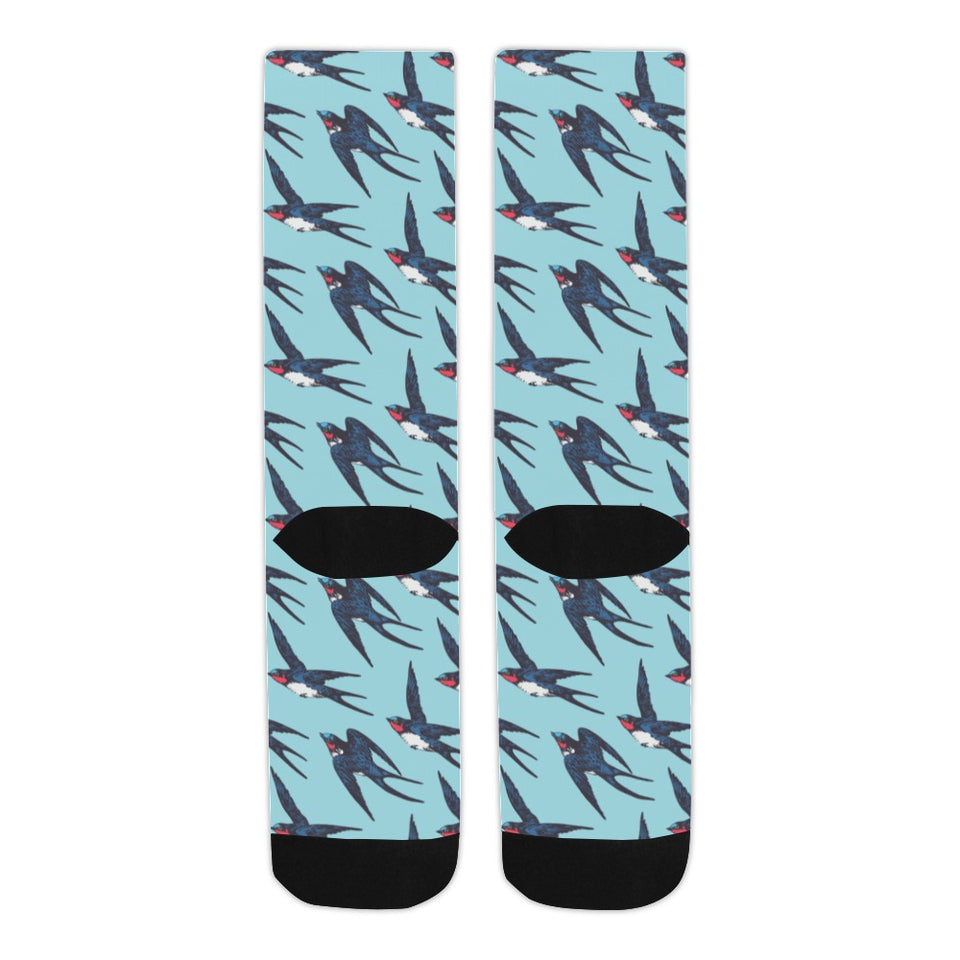 Swallow Pattern Print Design 01 Crew Socks