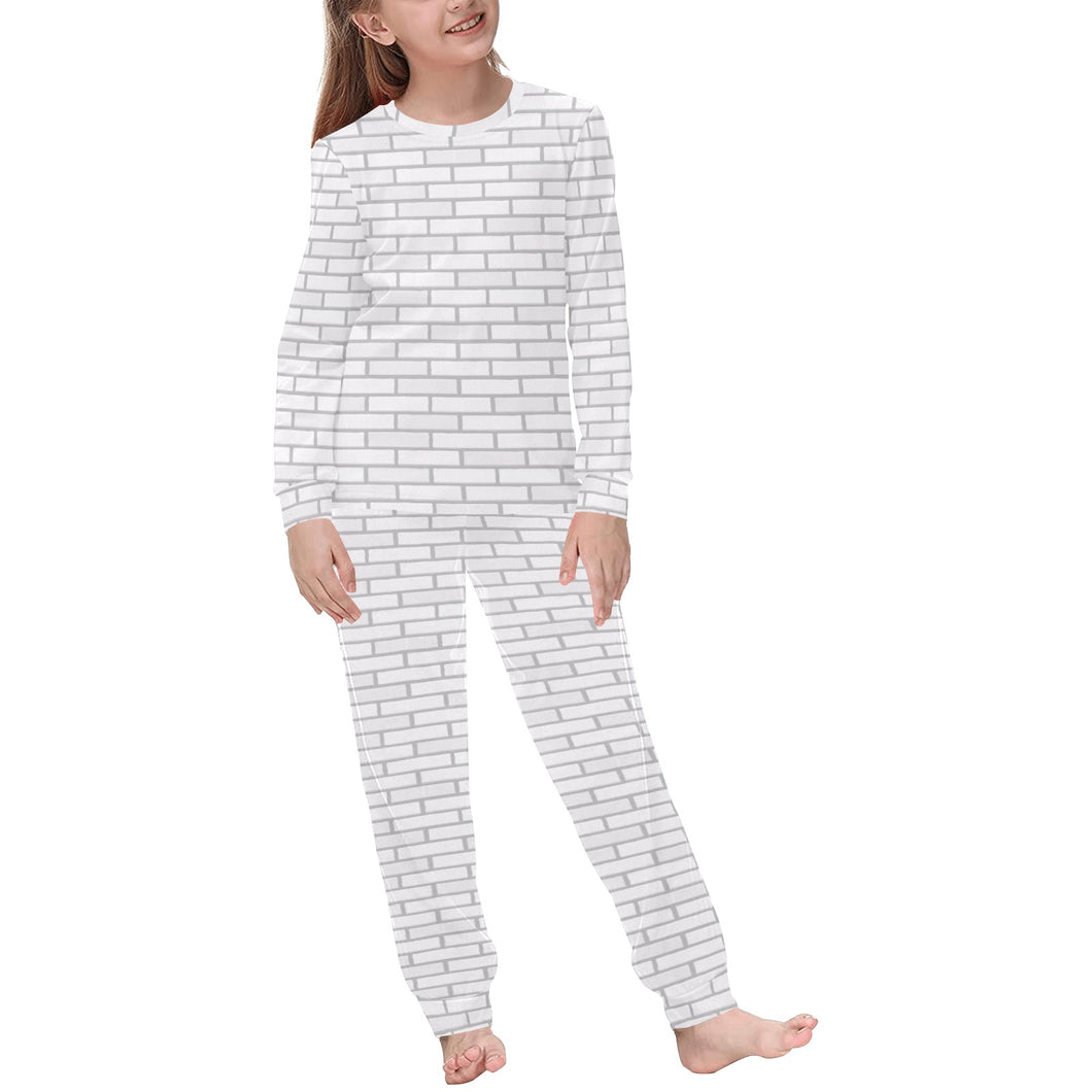 Brick Printed Pattern Print Design 03 Kids' Boys' Girls' All Over Print Pajama Set