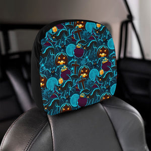 Halloween Pumpkin Cat Pattern Car Headrest Cover