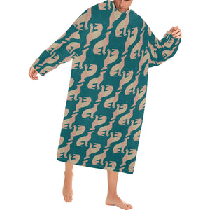 Greyhound Pattern Print Design 05 Blanket Robe with Sleeves