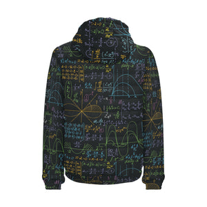 Math Pattern Print Design 04 Men's Padded Hooded Jacket(ModelH42)