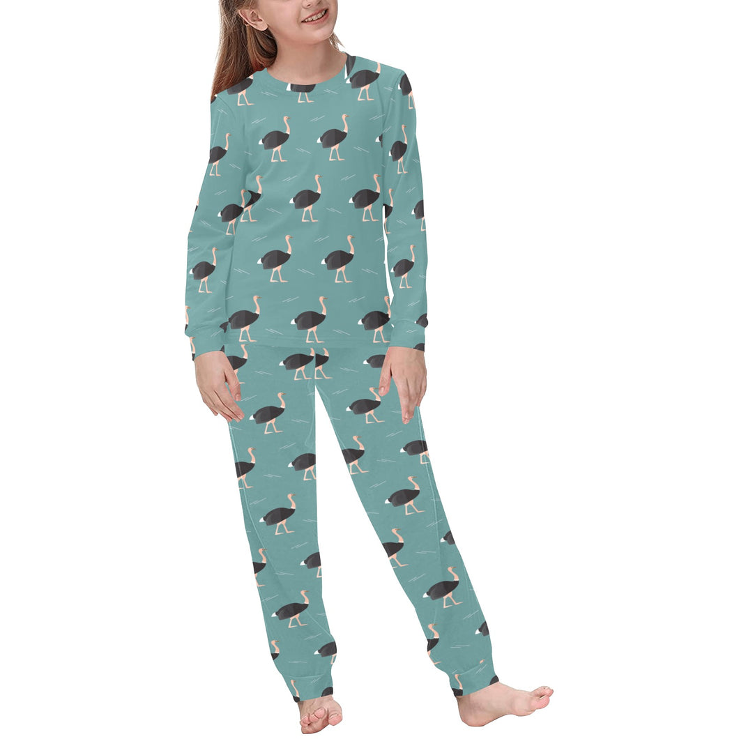 Ostrich Pattern Print Design 01 Kids' Boys' Girls' All Over Print Pajama Set