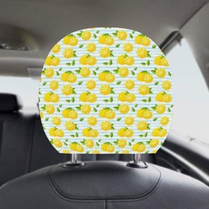 Lemon Pattern Stripe Background Car Headrest Cover