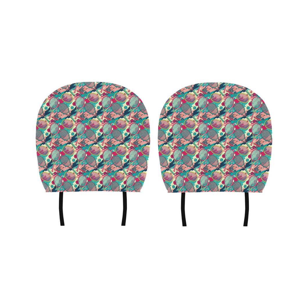 Tennis Pattern Print Design 01 Car Headrest Cover