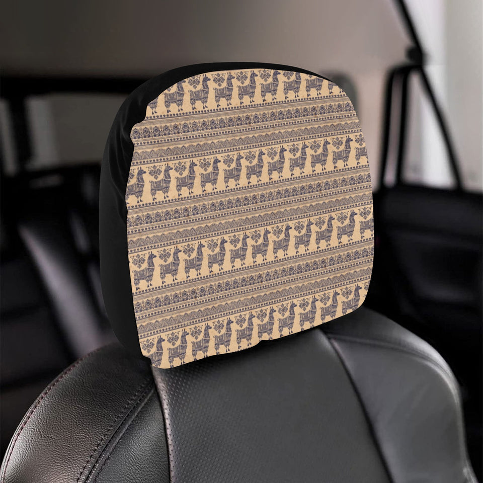 Llama Pattern Ethnic Motifs Car Headrest Cover