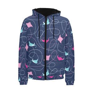 Stingray Pattern Print Design 05 Men's Padded Hooded Jacket(ModelH42)