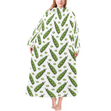 Green Peas Pattern Print Design 03 Blanket Robe with Sleeves