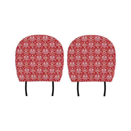 Daruma Red Pattern Car Headrest Cover