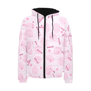 Tennis Pattern Print Design 02 Men's Padded Hooded Jacket(ModelH42)