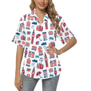 British Pattern Print Design 05 Women's All Over Print Hawaiian Shirt