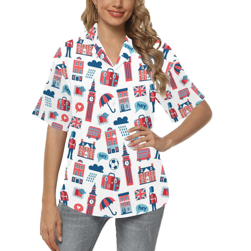 British Pattern Print Design 05 Women's All Over Print Hawaiian Shirt