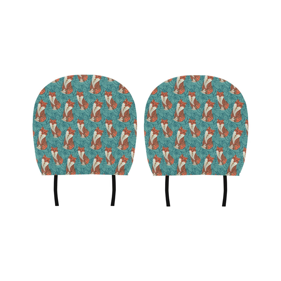 Fox Tribal Pattern Background Car Headrest Cover