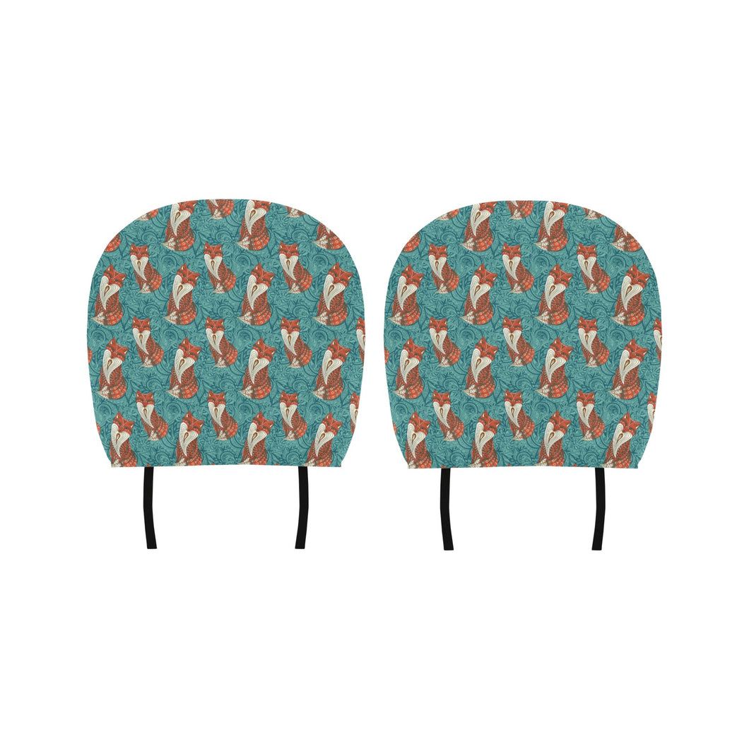 Fox Tribal Pattern Background Car Headrest Cover