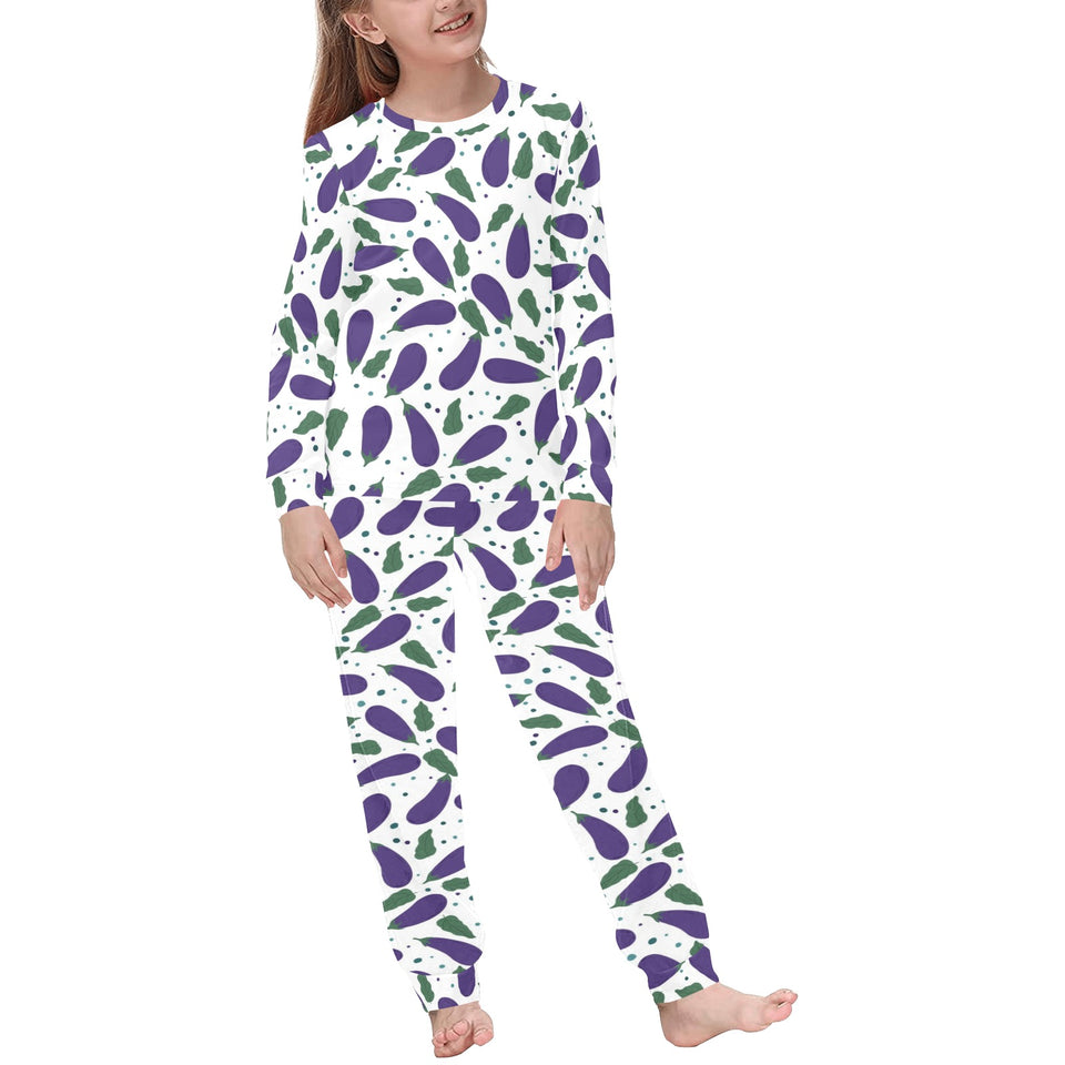 Eggplant Pattern Print Design 05 Kids' Boys' Girls' All Over Print Pajama Set