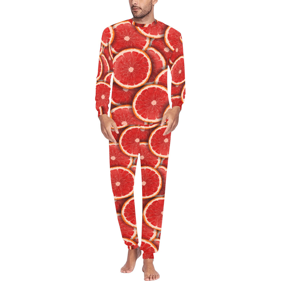 Sliced Grapefruit Pattern Background Men's All Over Print Pajama