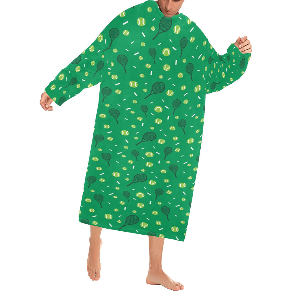 Tennis Pattern Print Design 03 Blanket Robe with Sleeves