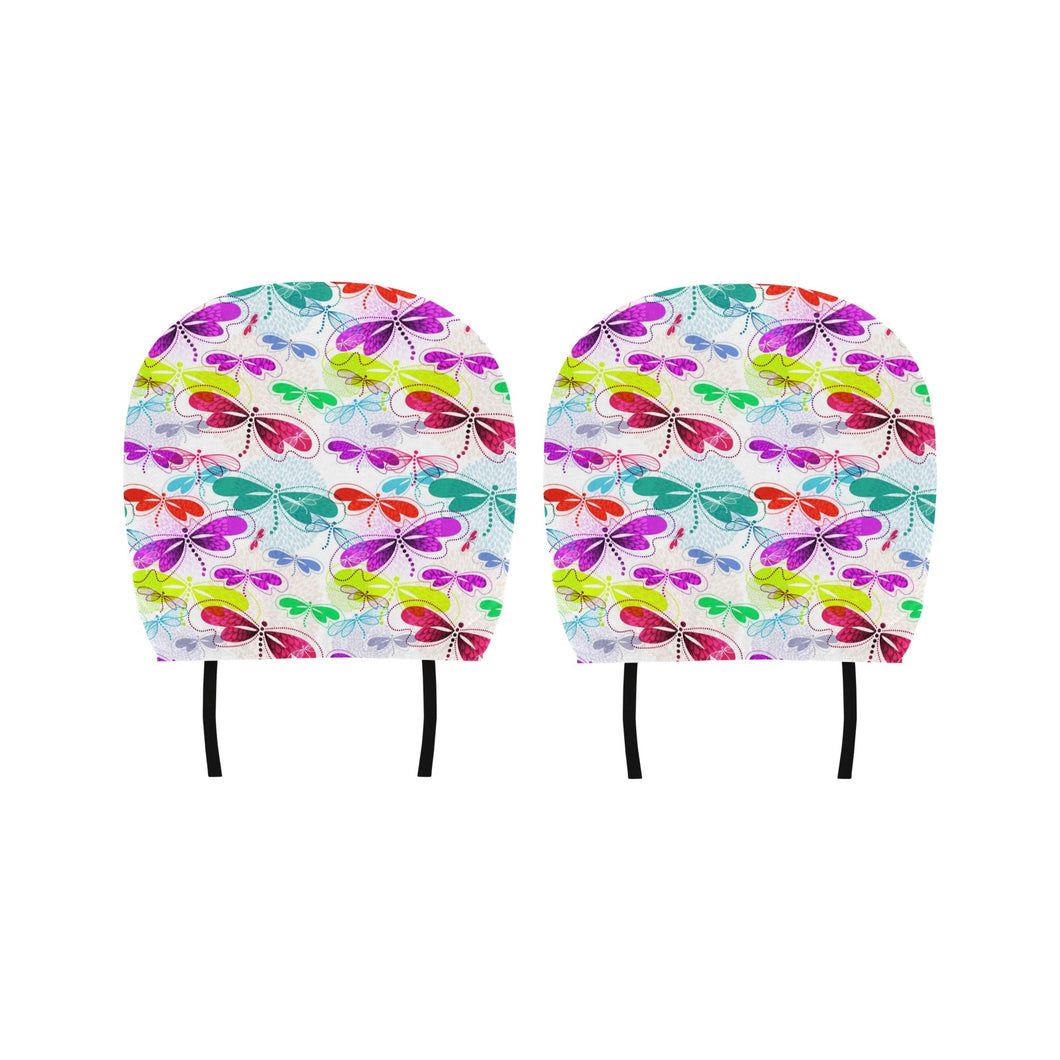 Colorful Dragonfly Pattern Car Headrest Cover