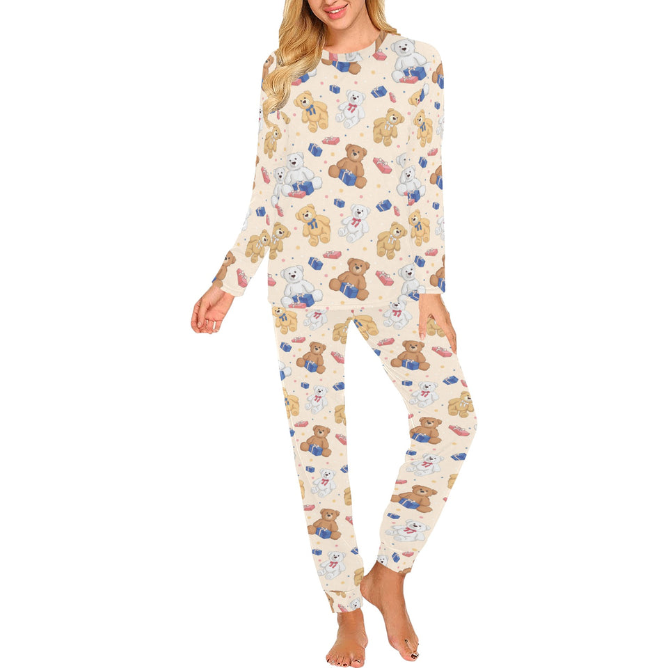 Teddy Bear Pattern Print Design 01 Women's All Over Print Pajama Set