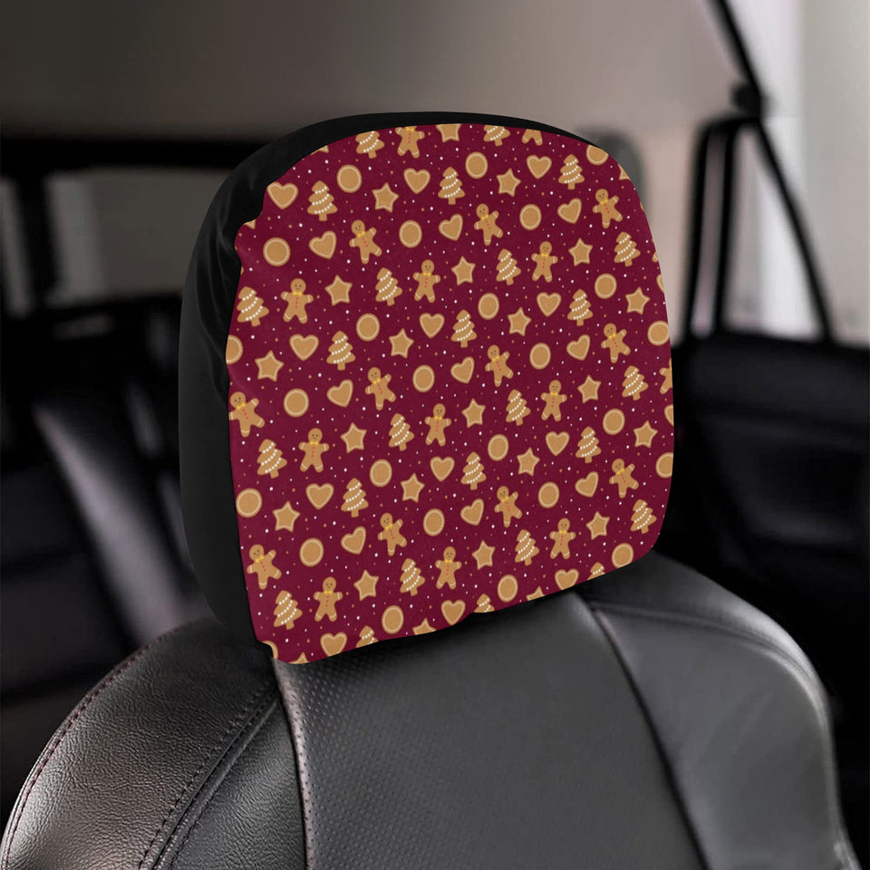 Christmas Ginger Cookie Pattern Background Car Headrest Cover