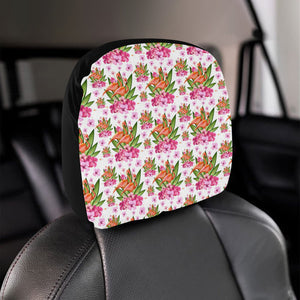 Flamingo Pink Hibiscus Pattern Car Headrest Cover