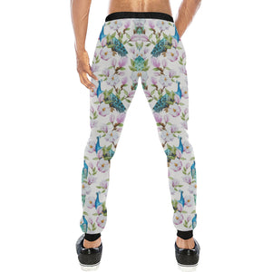 Peacock Pink Flower Pattern Unisex Casual Sweatpants